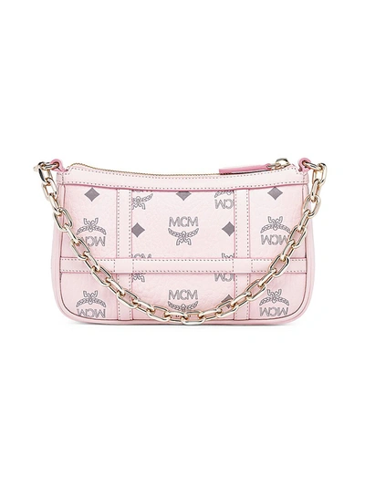 Shop Mcm Mini Delmy Visetos Shoulder Bag In Powder Pink
