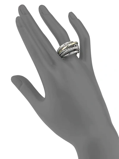 Shop David Yurman Women's Crossover Narrow Ring With Gold In Silver Gold