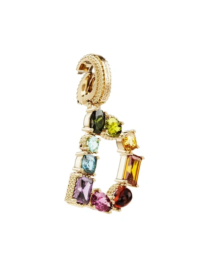 Shop Dolce & Gabbana Women's Rainbow Alphabet 18k Yellow Gold & Multi Gemstone Initial D Charm