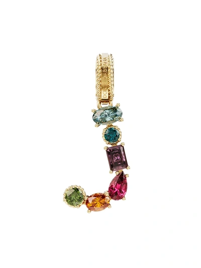 Shop Dolce & Gabbana Women's Rainbow Alphabet 18k Yellow Gold & Multi Gemstone Initial J Charm