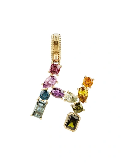 Shop Dolce & Gabbana Women's Rainbow Alphabet 18k Yellow Gold & Multi Gemstone Initial H Charm