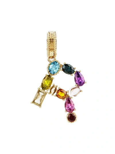 Shop Dolce & Gabbana Women's Rainbow Alphabet 18k Yellow Gold & Multi Gemstone Initial R Charm