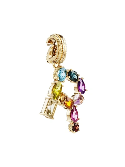 Shop Dolce & Gabbana Women's Rainbow Alphabet 18k Yellow Gold & Multi Gemstone Initial R Charm