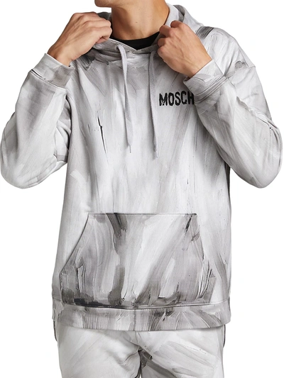 Shop Moschino Painted Logo Hoodie In Neutral