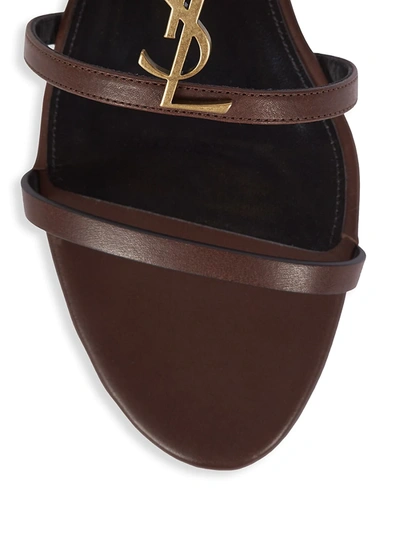 Shop Saint Laurent Women's Cassandra Leather Slingback Sandals In Brown