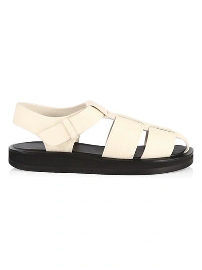Shop The Row Women's Fisherman Flat Leather Sandals In Ivory