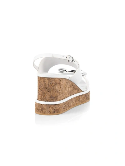 Shop Ferragamo Giudith Leather Wedge Ankle-strap Sandals In White