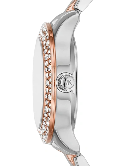 Shop Michael Kors Liliane Two-tone Stainless Steel & Pavé Bracelet Watch In Silver