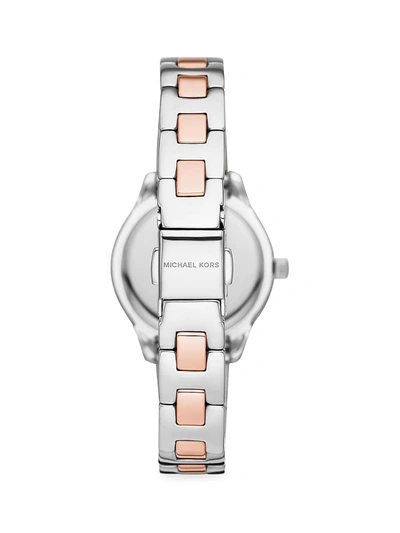 Shop Michael Kors Liliane Two-tone Stainless Steel & Pavé Bracelet Watch In Silver