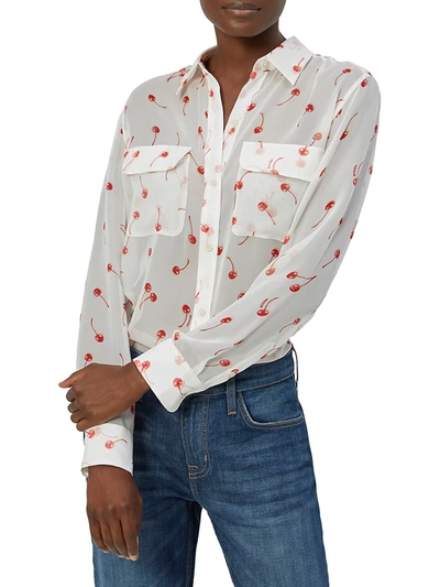 Equipment Slim Signature Cherry Print Silk Shirt In Nature White Multi |  ModeSens