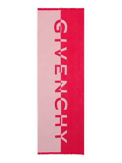 Shop Givenchy Allover Logo Jacquard Wool & Cashmere Scarf In Red