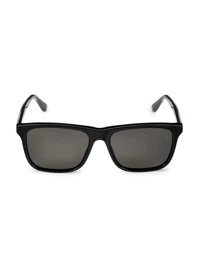 Shop Gucci Web 57mm Square Sunglasses In Black