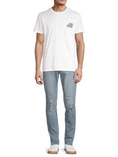 Shop Moncler Men's Logo Patch T-shirt In White