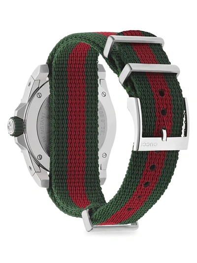 Shop Gucci Men's Dive Web Strap Watch In Silver