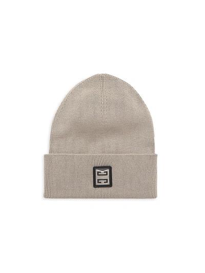 Shop Givenchy Men's Logo Patch Beanie In Grey