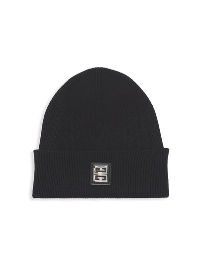 Shop Givenchy Men's Logo Patch Beanie In Black