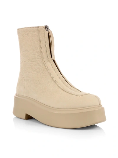 Shop The Row Women's Leather Zip Platform Booties In Beige