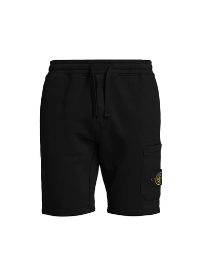 Shop Stone Island Core Cotton Fleece Shorts In Black