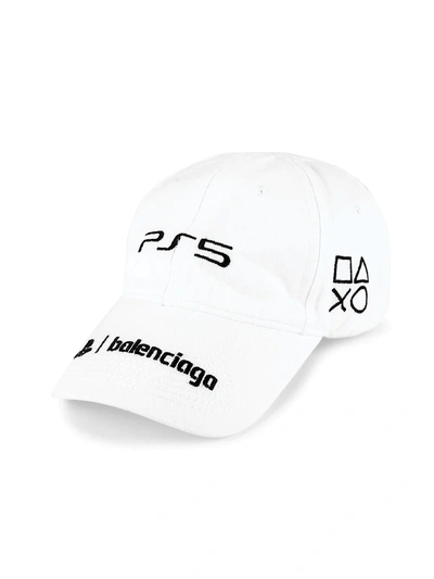 Shop Balenciaga Playstation Baseball Cap In Blanc Noir