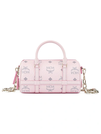 Mcm Mini Delmy Boston Vistos Crossbody Bag In Powder Pink