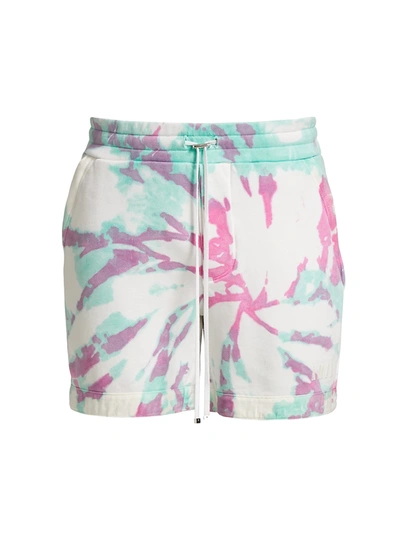 Shop Amiri Core Tie-dye Sweat Shorts In Pea Ice Blanc