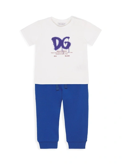 Shop Dolce & Gabbana Baby Boy's Drawstring Joggers In Blue