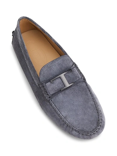 Shop Tod's Men's Timeless T Gommini Suede Driving Loafers In Grey
