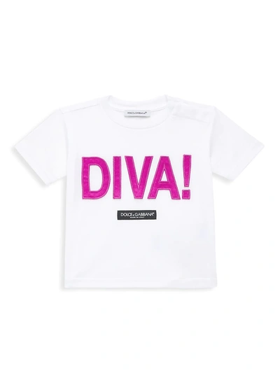 Shop Dolce & Gabbana Baby Girl's "diva" Graphic T-shirt In White Ottico