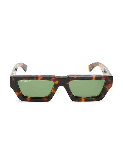 Shop Off-white Men's Manchester 146mm Rectangle Sunglasses In Brown Green