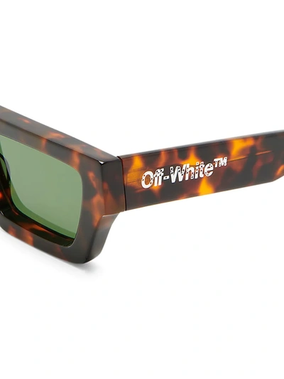 Shop Off-white Men's Manchester 146mm Rectangle Sunglasses In Brown Green