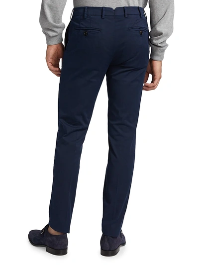 Shop Brunello Cucinelli Men's Gabardine Flat Front Pants In Blue