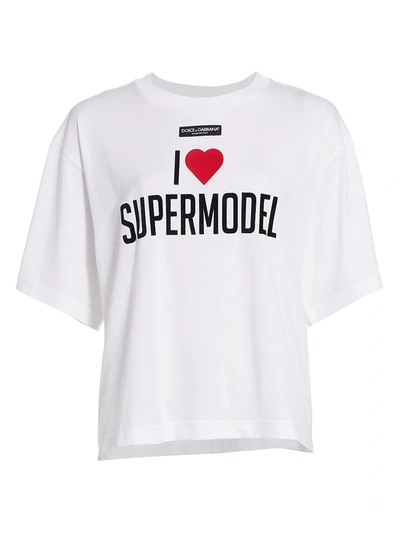 Shop Dolce & Gabbana I Heart Supermodel T-shirt In White