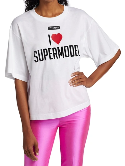 Shop Dolce & Gabbana I Heart Supermodel T-shirt In White