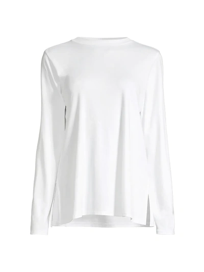 Shop Eileen Fisher Long Sleeve Organic Cotton Tee In White