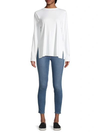 Shop Eileen Fisher Long Sleeve Organic Cotton Tee In White