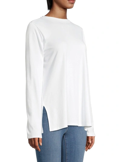 Shop Eileen Fisher Long Sleeve Organic Cotton Tee In White