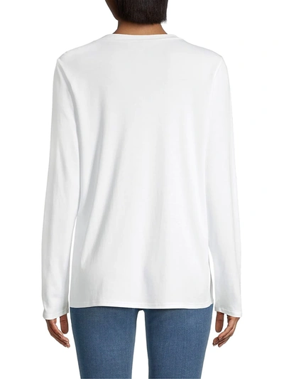 Shop Eileen Fisher Long Sleeve Organic Cotton Tee In White