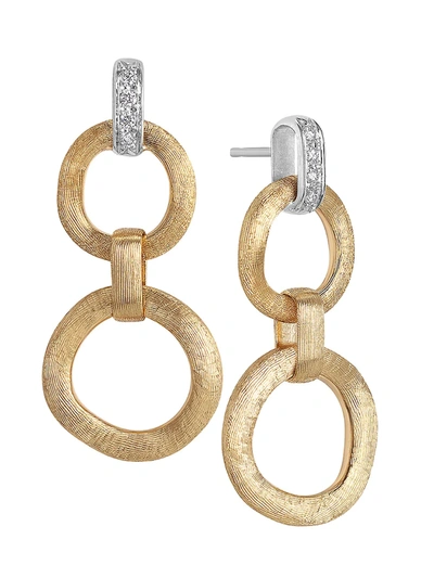 Shop Marco Bicego Women's Jaipur Two-tone 18k Gold & Diamond Double-drop Earrings In Yellow Gold
