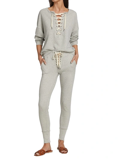 Shop Nsf Maddox Lace Front Sweatpants In Aged Heather Grey