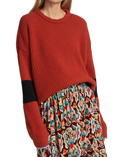 Shop La Doublej Boy Crewneck Colorblock Sweater In Arancio Nero