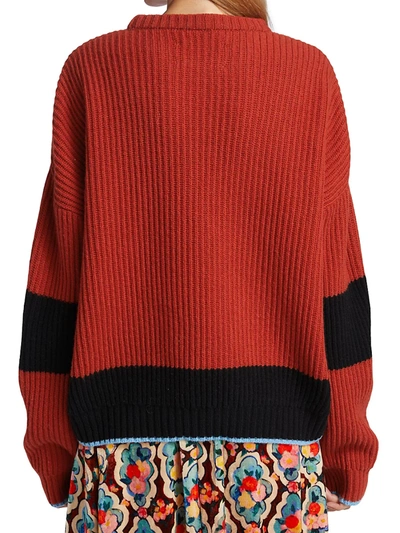 Shop La Doublej Boy Crewneck Colorblock Sweater In Arancio Nero