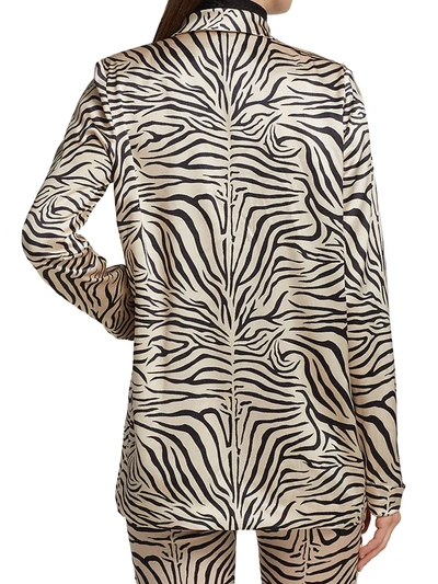 Shop Adriana Iglesias Zebra-print Silk Boy Jacket In Neutral