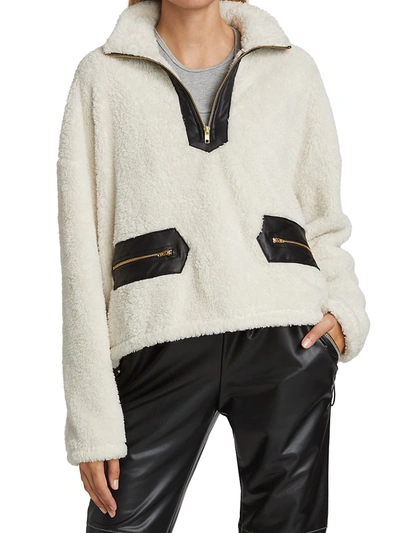 Shop Lna Women's Half-zip Sherpa Pullover In Oat