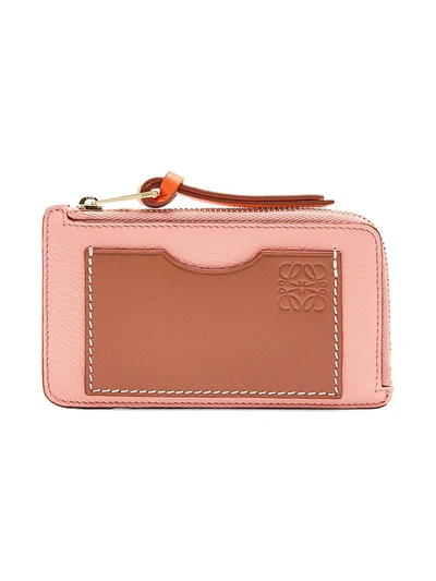 Shop Loewe Women's Two-tone Leather Card Holder In Blossom Tan