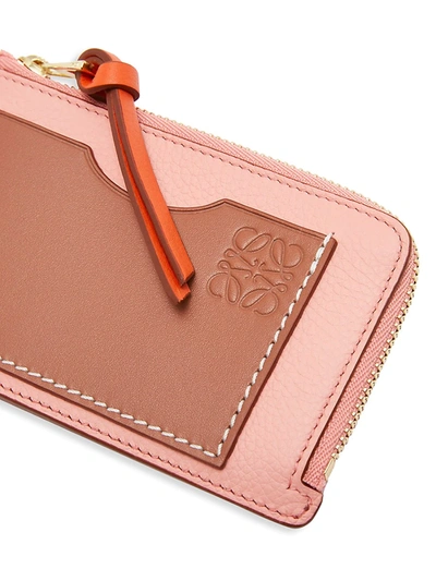 Shop Loewe Women's Two-tone Leather Card Holder In Light Camel Pecan