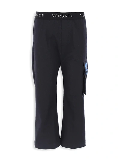 Shop Versace Little Boy's & Boy's Gabardine Logo Pants In Navy