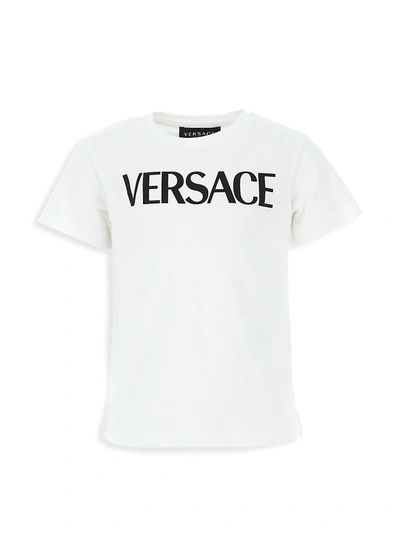 Shop Versace Little Kid's & Kid's Jersey Logo Print T-shirt In White