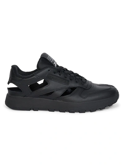Shop Maison Margiela Men's  X Reebok Leather Cutout Tabi Sneakers In Black