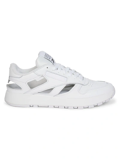 Shop Maison Margiela Men's  X Reebok Leather Cutout Tabi Sneakers In White