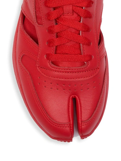 Shop Maison Margiela Men's  X Reebok Leather Cutout Tabi Sneakers In Fiery Red